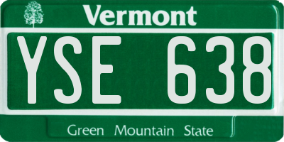 VT license plate YSE638