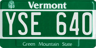 VT license plate YSE640