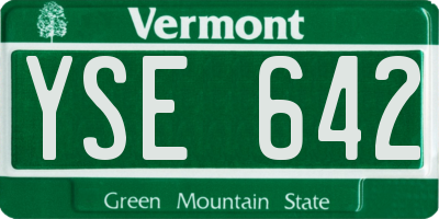 VT license plate YSE642