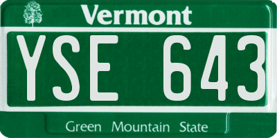 VT license plate YSE643