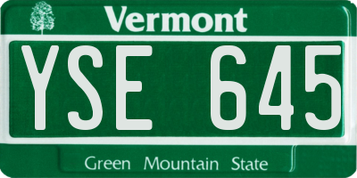VT license plate YSE645