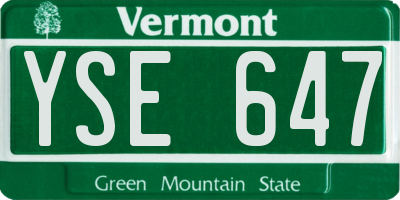VT license plate YSE647