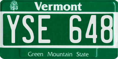 VT license plate YSE648