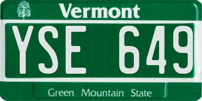 VT license plate YSE649