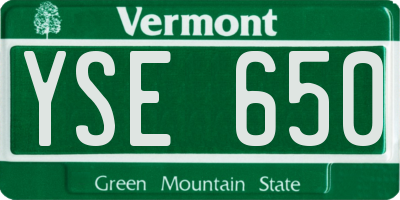 VT license plate YSE650
