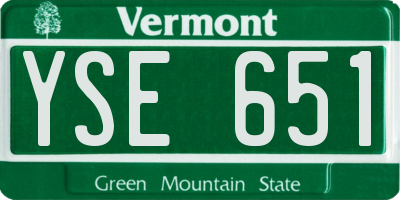 VT license plate YSE651