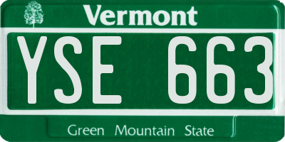 VT license plate YSE663