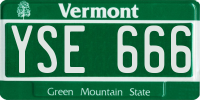 VT license plate YSE666