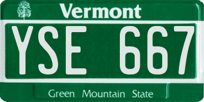 VT license plate YSE667
