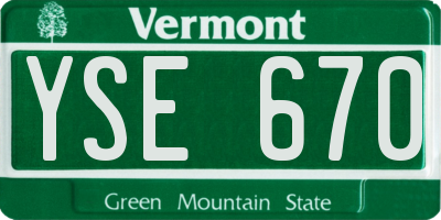 VT license plate YSE670