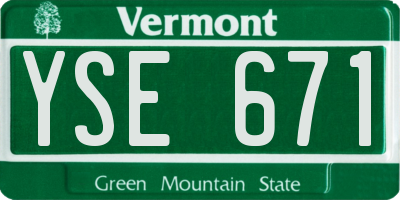 VT license plate YSE671