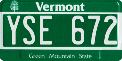 VT license plate YSE672