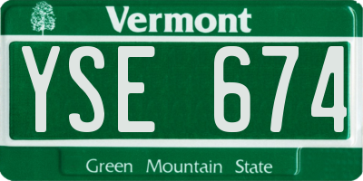 VT license plate YSE674