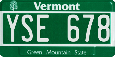 VT license plate YSE678