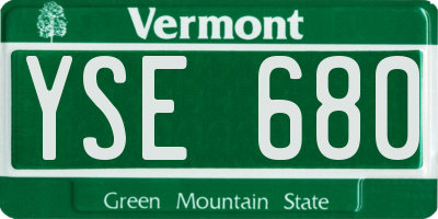 VT license plate YSE680