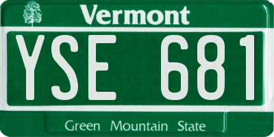 VT license plate YSE681