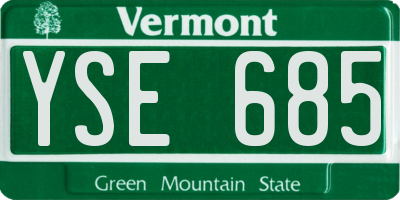 VT license plate YSE685