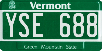 VT license plate YSE688