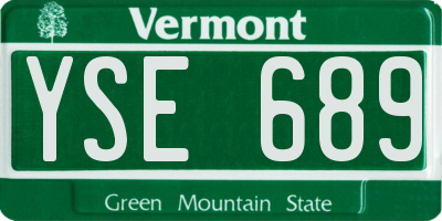 VT license plate YSE689