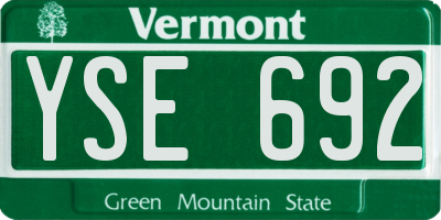 VT license plate YSE692