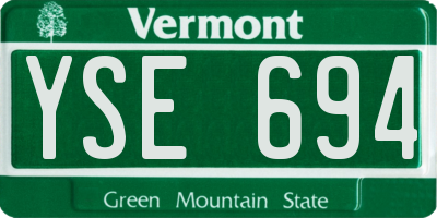 VT license plate YSE694