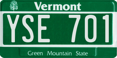 VT license plate YSE701