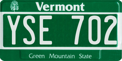 VT license plate YSE702
