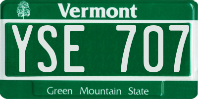 VT license plate YSE707