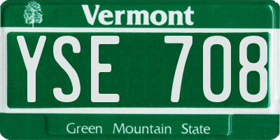 VT license plate YSE708