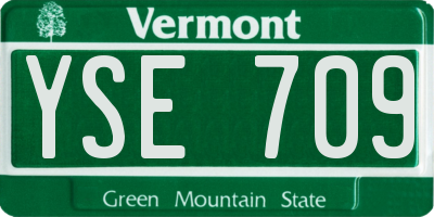 VT license plate YSE709