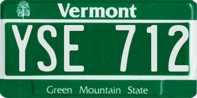 VT license plate YSE712