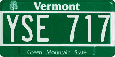 VT license plate YSE717