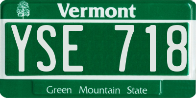 VT license plate YSE718