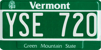 VT license plate YSE720