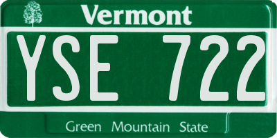 VT license plate YSE722