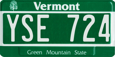 VT license plate YSE724