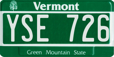 VT license plate YSE726