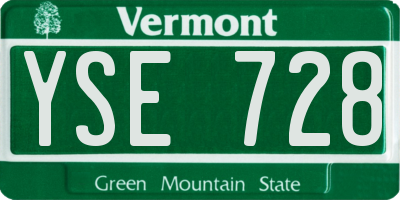 VT license plate YSE728