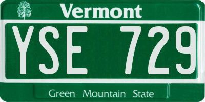 VT license plate YSE729