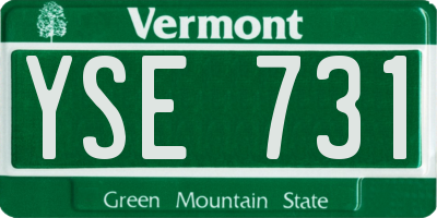 VT license plate YSE731