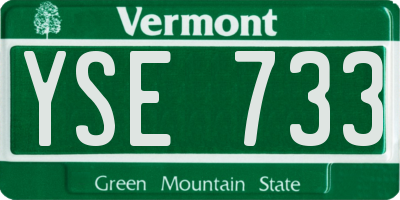 VT license plate YSE733