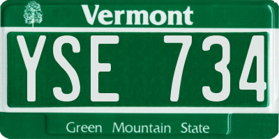 VT license plate YSE734