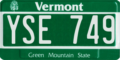 VT license plate YSE749