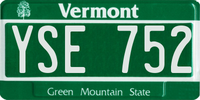 VT license plate YSE752