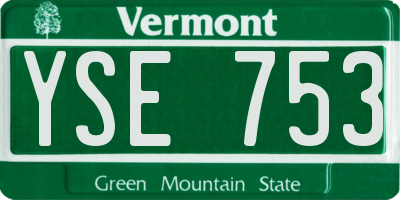 VT license plate YSE753