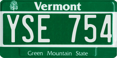 VT license plate YSE754