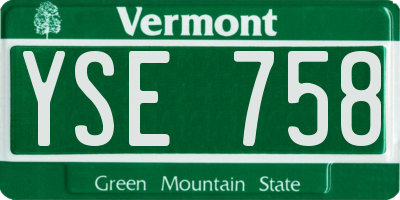 VT license plate YSE758
