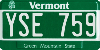 VT license plate YSE759