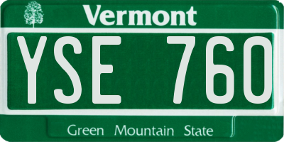 VT license plate YSE760