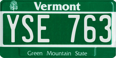 VT license plate YSE763